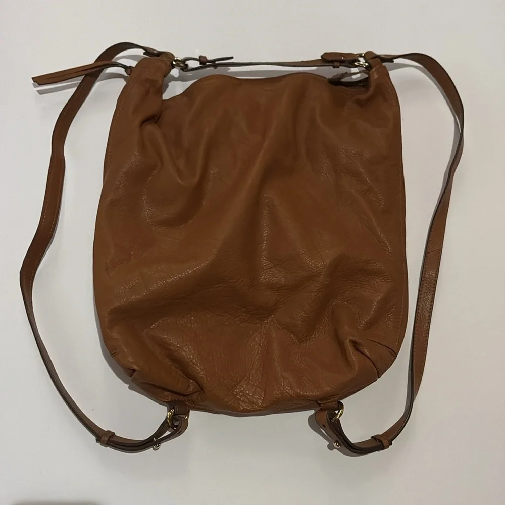 Zara Women’s Vintage Camel Brown Leather Backpack
